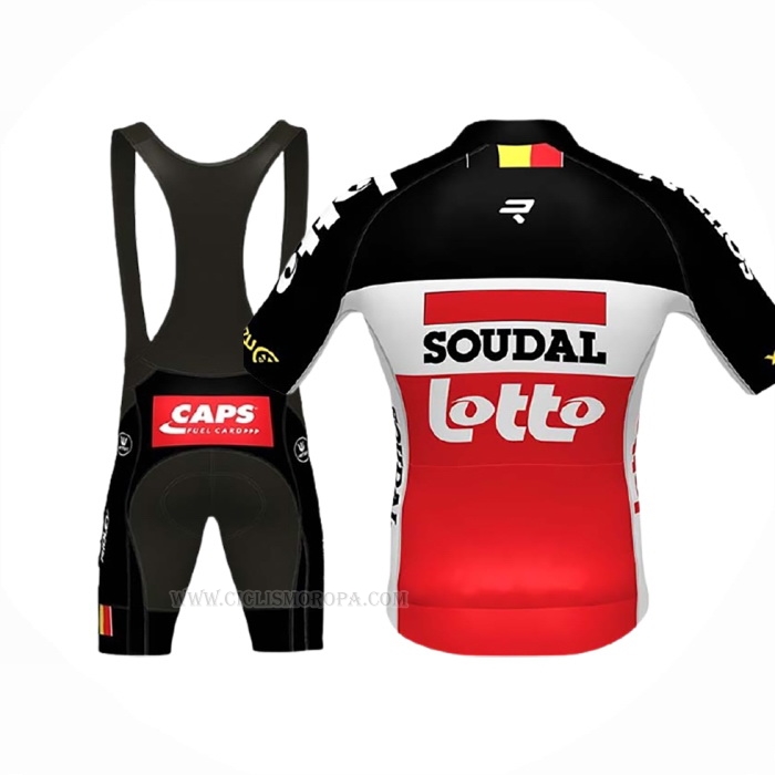 2020 Ropa Ciclismo Lotto Soudal Negro Blanco Rojo Mangas Corta y Culotte Corto